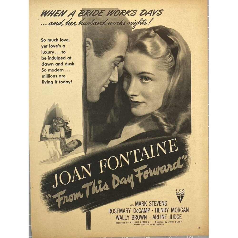 RKO Radio Pictures "From This Day Forward" Joan Fontaine Mark Stevens Ad 1946 **